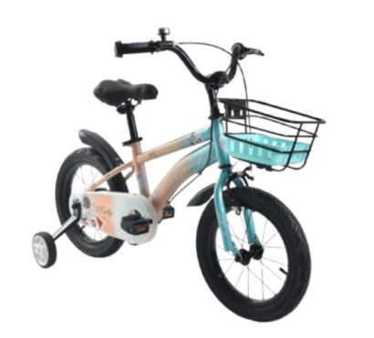 صورة دراجة أطفال مع سلة أمامية بلونين مختلفين مقاس 14و12